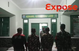 Ciptakan Keamanan Wilayah, Koramil 1209-02/Sanggau Ledo Laksanakan Patroli Malam Bersama Ormas Banser