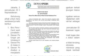 Dewan Pers : Cabut Kartu Liputan CNN Indonesia di Istana Langgar Kebebasan Pers