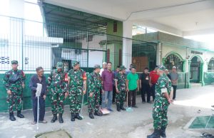 Sambut Ramadan, Kodim 0418 Palembang Gelar Karya Bakti dan Wakaf di Masjid Jami’ Assalam