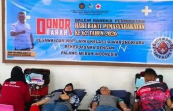 Petugas Lapas kelas IIA warungkiara Darma Wanita dan Peserta Magang Antusias Ikuti Donor Darah