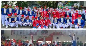 Perdana, Drumband SMP Negeri Vlll Ikuti Festival Hut ke 157 Lahat