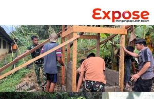 Kebersamaan Warga dan Satgas TMMD Ke-128 Kodim 1204/Sanggau Warnai Pembangunan MCK di SMP Negeri 5 Kembayan