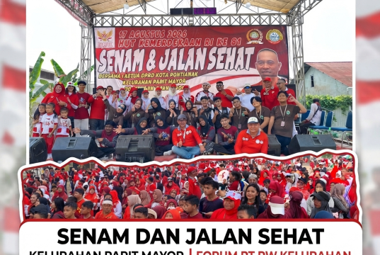 Semarak HUT RI ke-81: Warga Parit Mayor Padati Senam dan Jalan Sehat Bersama Ketua DPRD