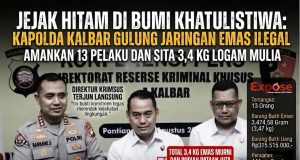 Kapolda Kalbar Gulung Jaringan Emas Ilegal dan Menyita 3,4 Kg Logam Mulia Amankan 13 Pelaku dan Sita Mesin