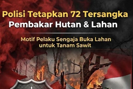 Jerat Hukum Perusak Lingkungan: 72 Pembakar Hutan Lintas Provinsi Resmi Ditersangkakan Bakar Hutan Demi Sawit