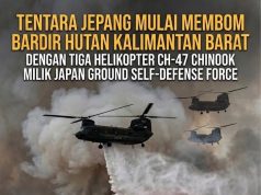 Tentara Jepang Mulai Membom Bardir Hutan Kalimantan Barat dengan Tiga Helikopter CH-47 Chinook Milik Japan Ground Self-Defense Force