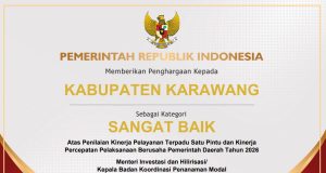 Kementerian Investasi Beri Predikat Sangat Baik kepada Pemkab Karawang